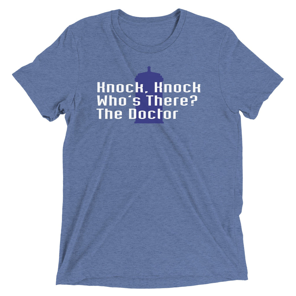 Knock Who's There? The Doctor Men's Tri-Blend - Adult & Kids T-Shirts, Sweatshirts & Hoodies apparel design preview 1