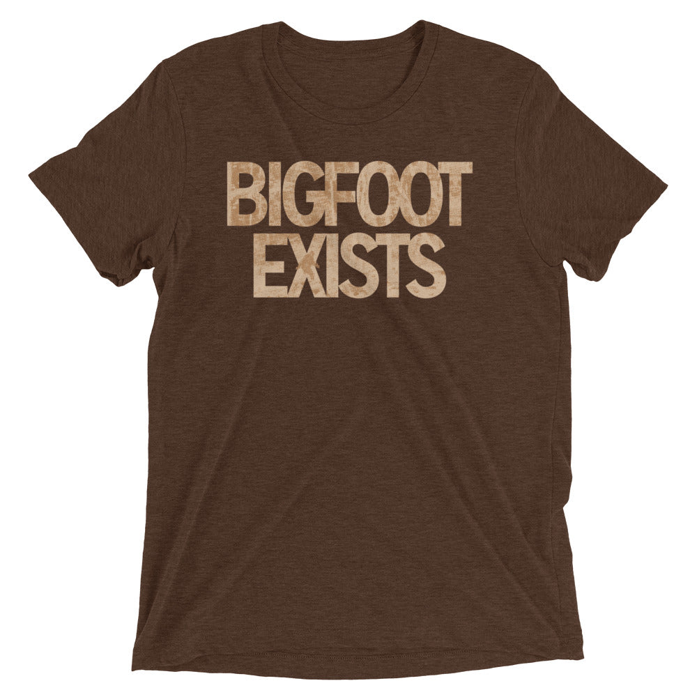 Bigfoot Exists Men's Tri-Blend - Adult & Kids T-Shirts, Sweatshirts & Hoodies apparel design preview 1