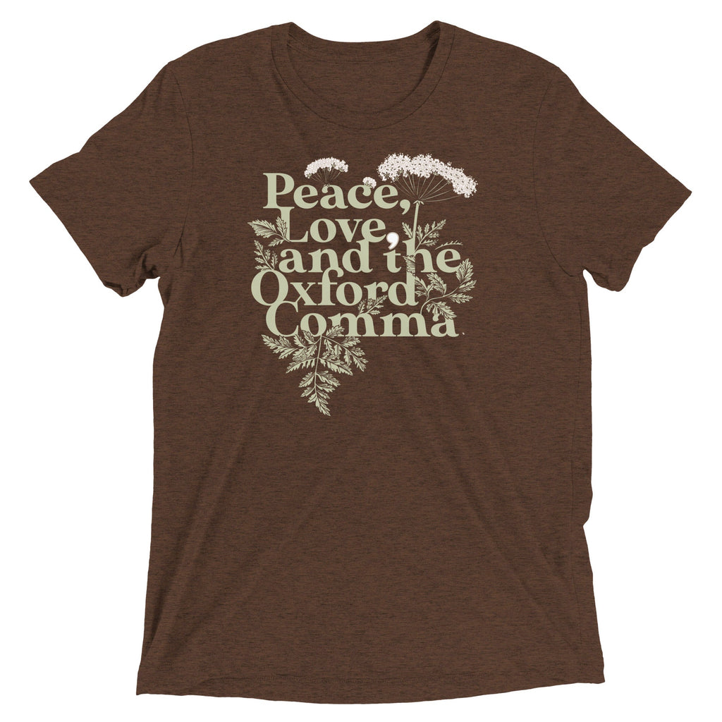 Peace, Love, And The Oxford Comma Men's Tri-Blend - Adult & Kids T-Shirts, Sweatshirts & Hoodies apparel design preview 1