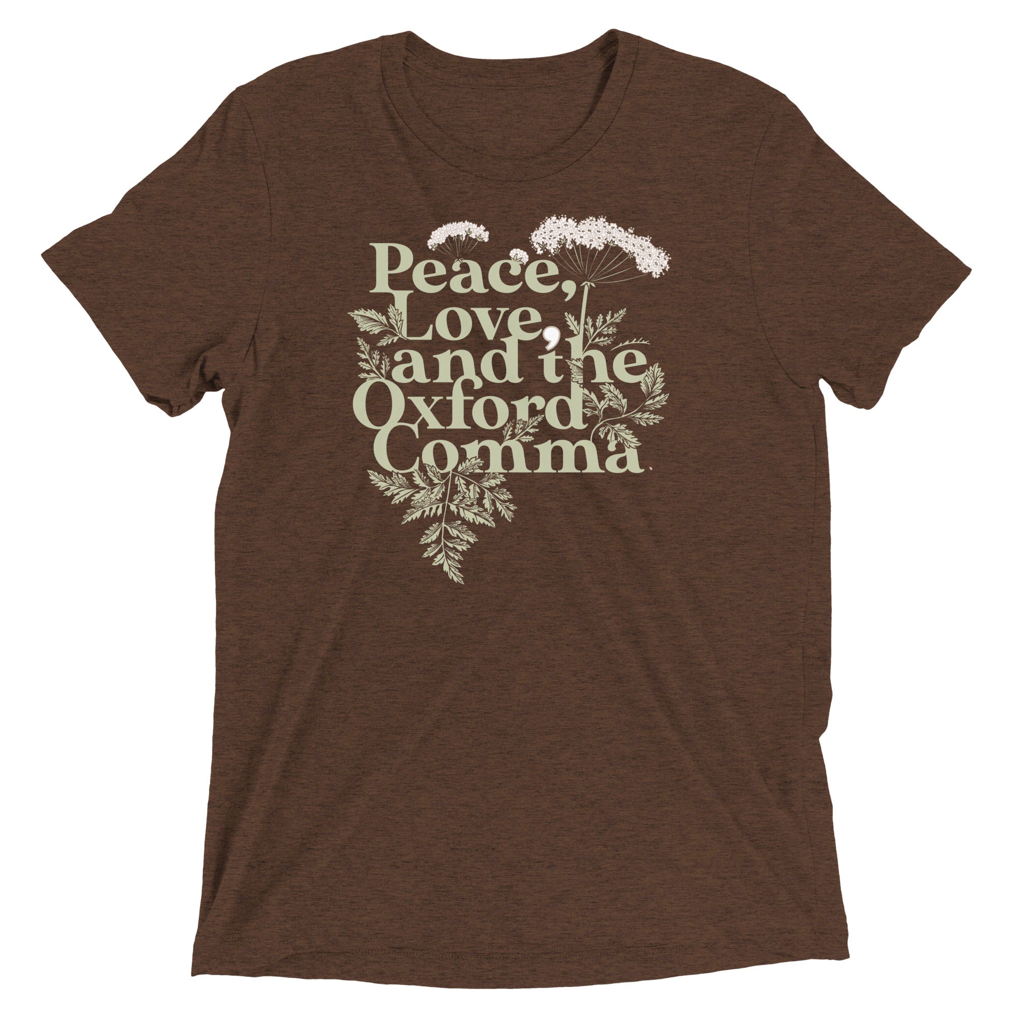 Peace, Love, And The Oxford Comma Men's Tri-Blend - Adult & Kids T-Shirts, Sweatshirts & Hoodies apparel design preview 1