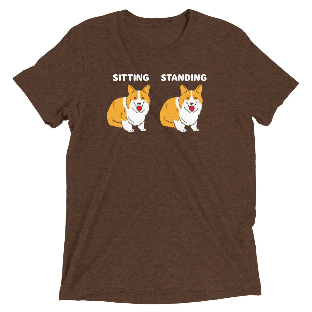 Corgi Sitting And Standing Men's Tri-Blend - Adult & Kids T-Shirts, Sweatshirts & Hoodies apparel design preview 1