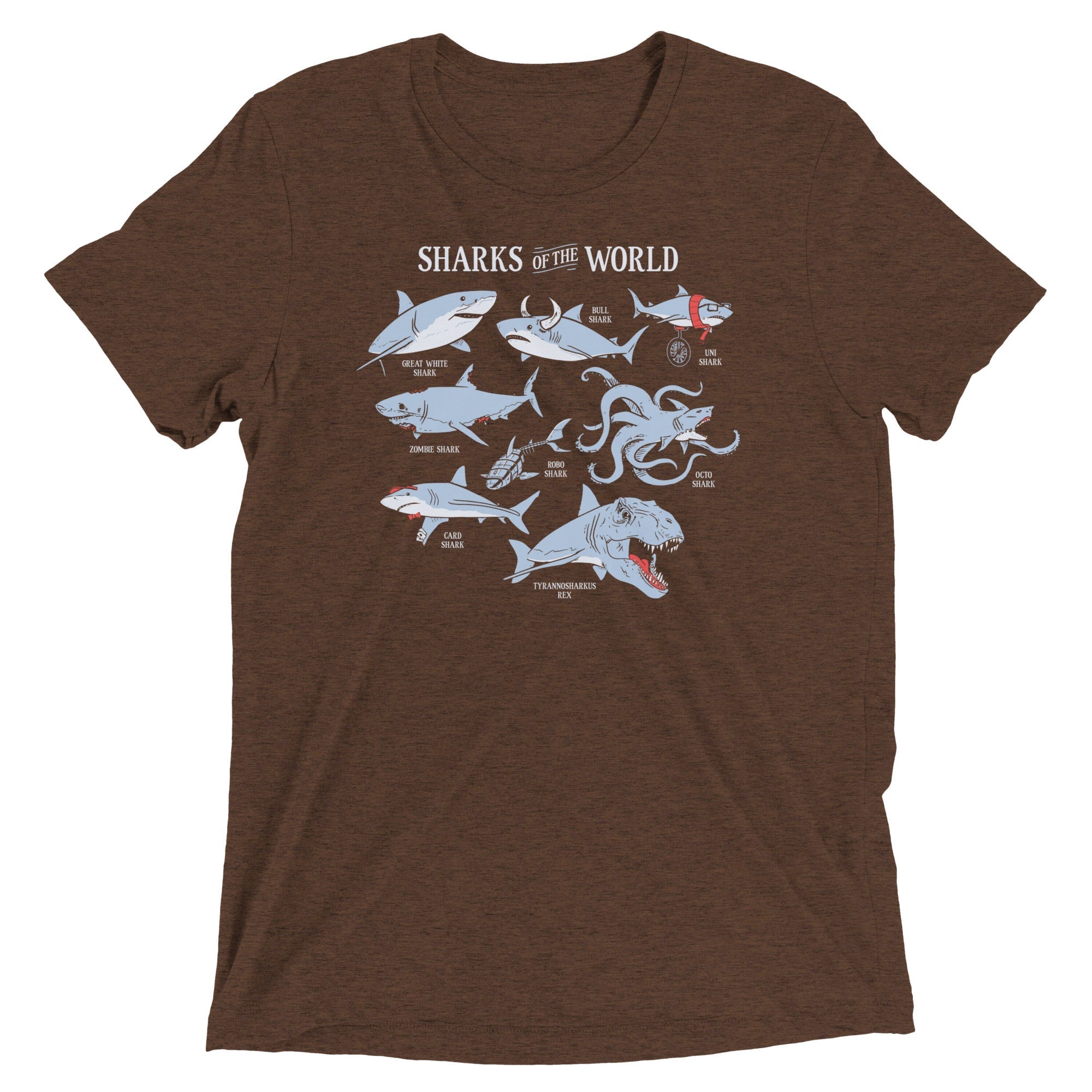 Sharks Of The World Men's Tri-Blend - Adult & Kids T-Shirts, Sweatshirts & Hoodies apparel design preview 1