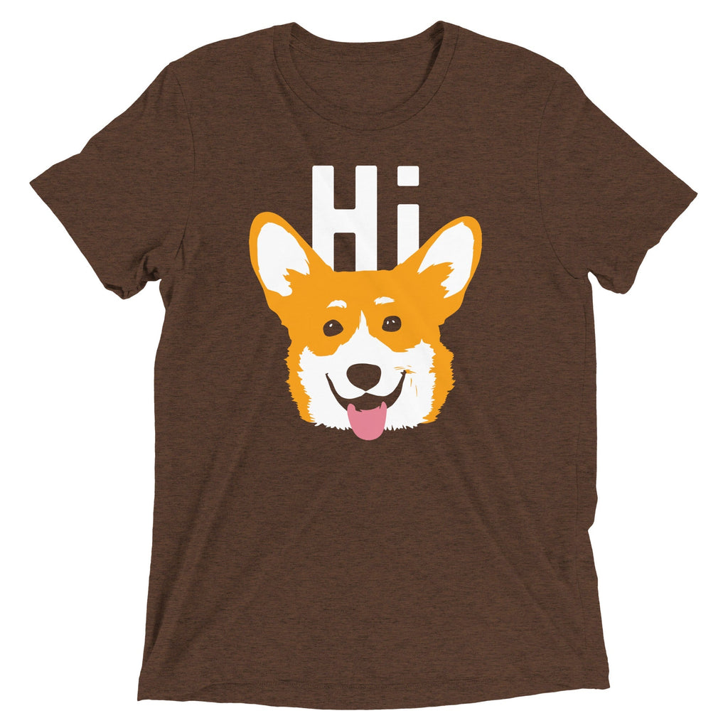 Hi Corgi Men's Tri-Blend - Adult & Kids T-Shirts, Sweatshirts & Hoodies apparel design preview 1
