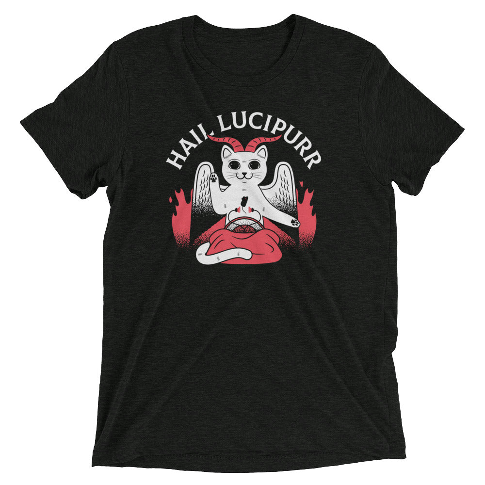 Hail Lucipurr Men's Tri-Blend - Adult & Kids T-Shirts, Sweatshirts & Hoodies apparel design preview 1
