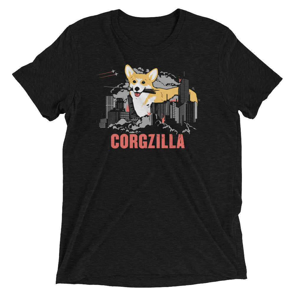 Corgzilla Men's Tri-Blend - Adult & Kids T-Shirts, Sweatshirts & Hoodies apparel design preview 1