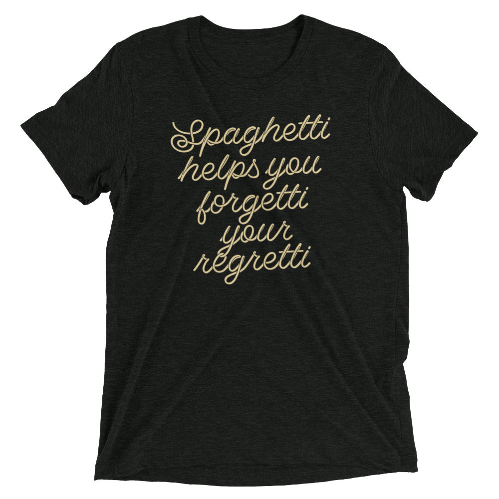 Spaghetti Helps You Forgetti Your Regretti Men's - Adult & Kids T-Shirts, Sweatshirts & Hoodies apparel design preview 1
