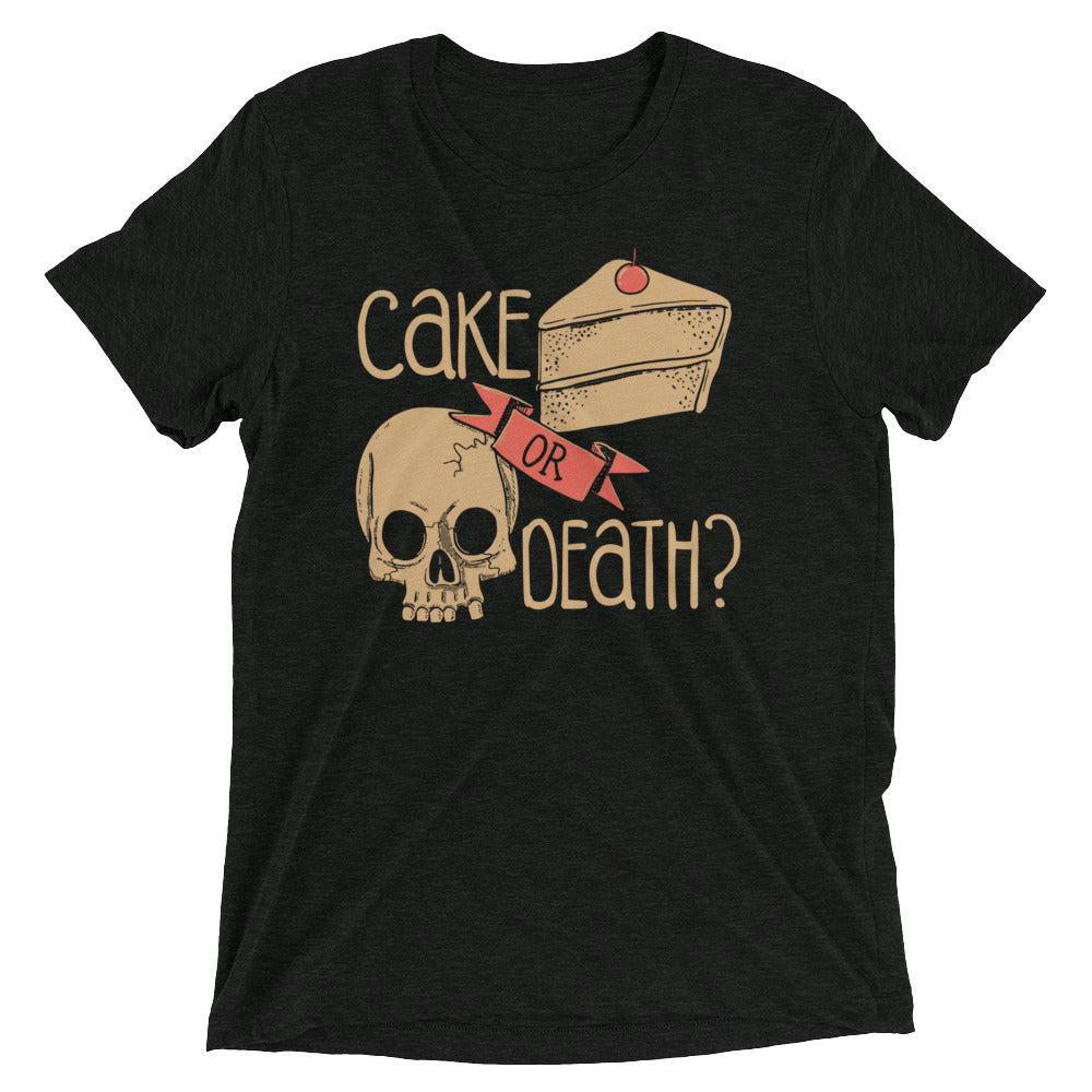 Cake Or Death? Men's Tri-Blend - Adult & Kids T-Shirts, Sweatshirts & Hoodies apparel design preview 1