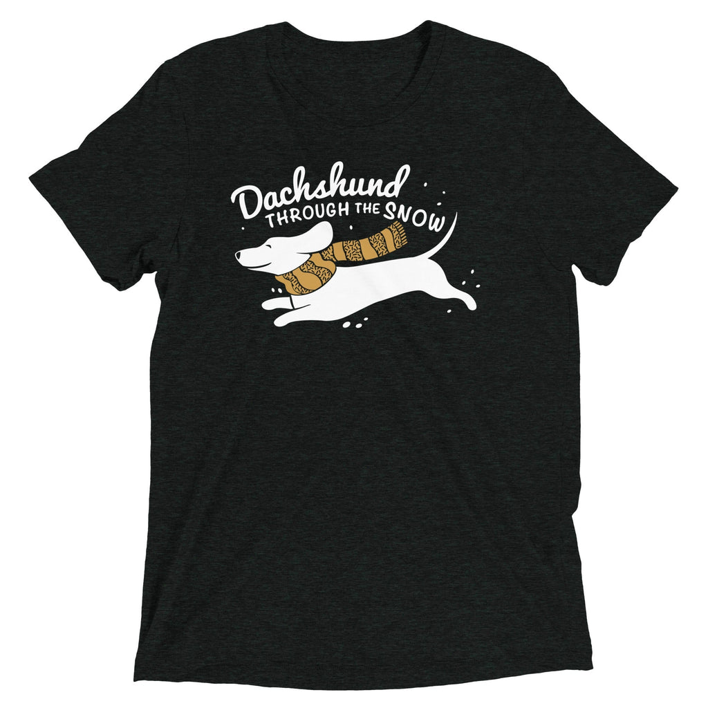 Dachshund Through The Snow Men's Tri-Blend - Adult & Kids T-Shirts, Sweatshirts & Hoodies apparel design preview 1
