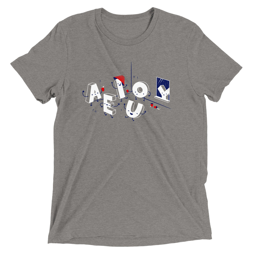 Vowel Party Time Men's Tri-Blend - Adult & Kids T-Shirts, Sweatshirts & Hoodies apparel design preview 1