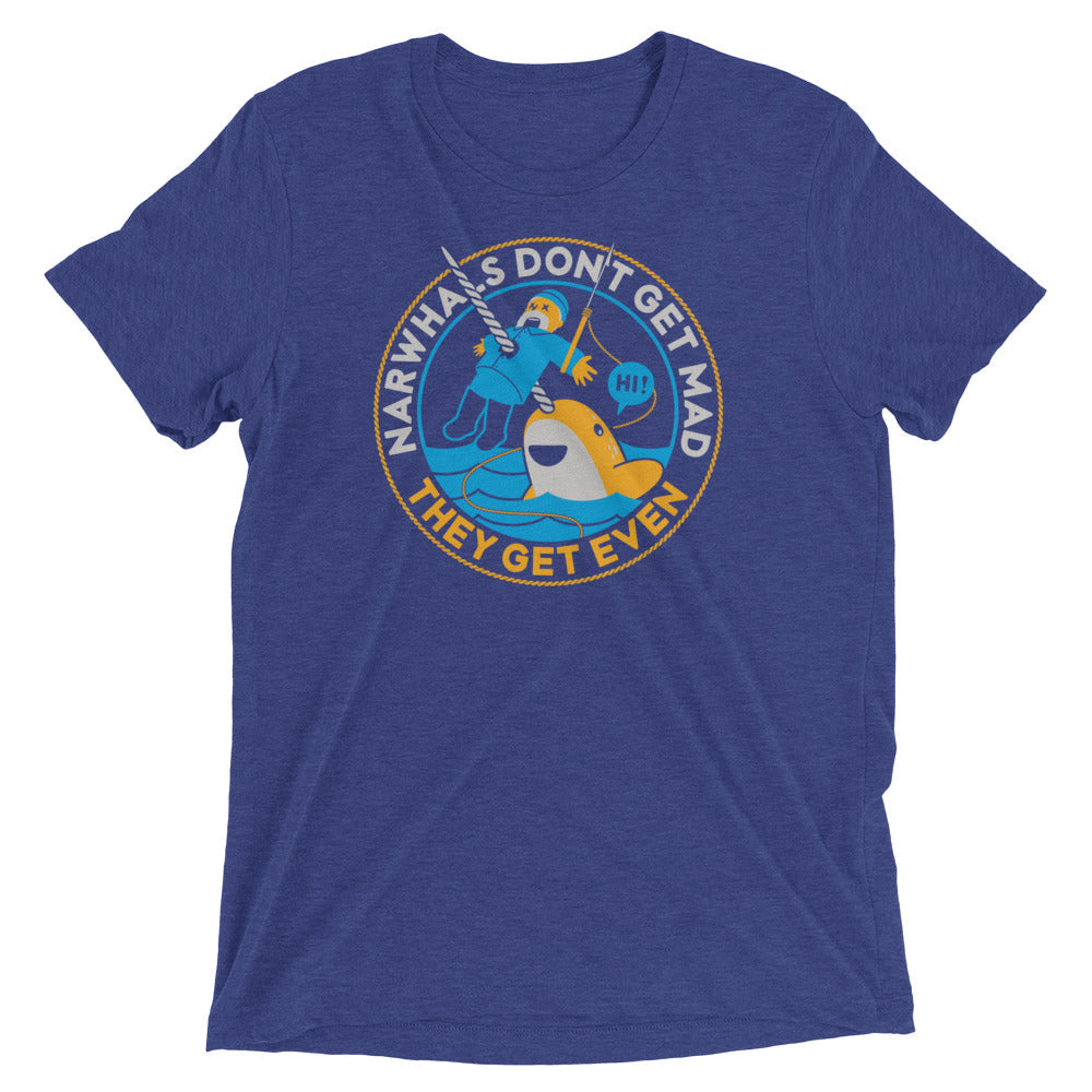 Narwhals Don't Get Mad Men's Tri-Blend - Adult & Kids T-Shirts, Sweatshirts & Hoodies apparel design preview 1
