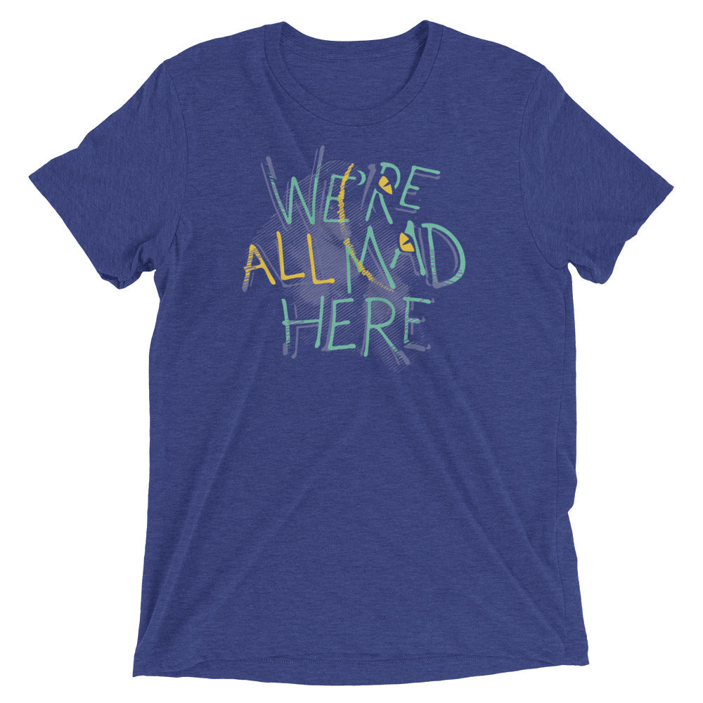 We're All Mad Here Men's Tri-Blend - Adult & Kids T-Shirts, Sweatshirts & Hoodies apparel design preview 1