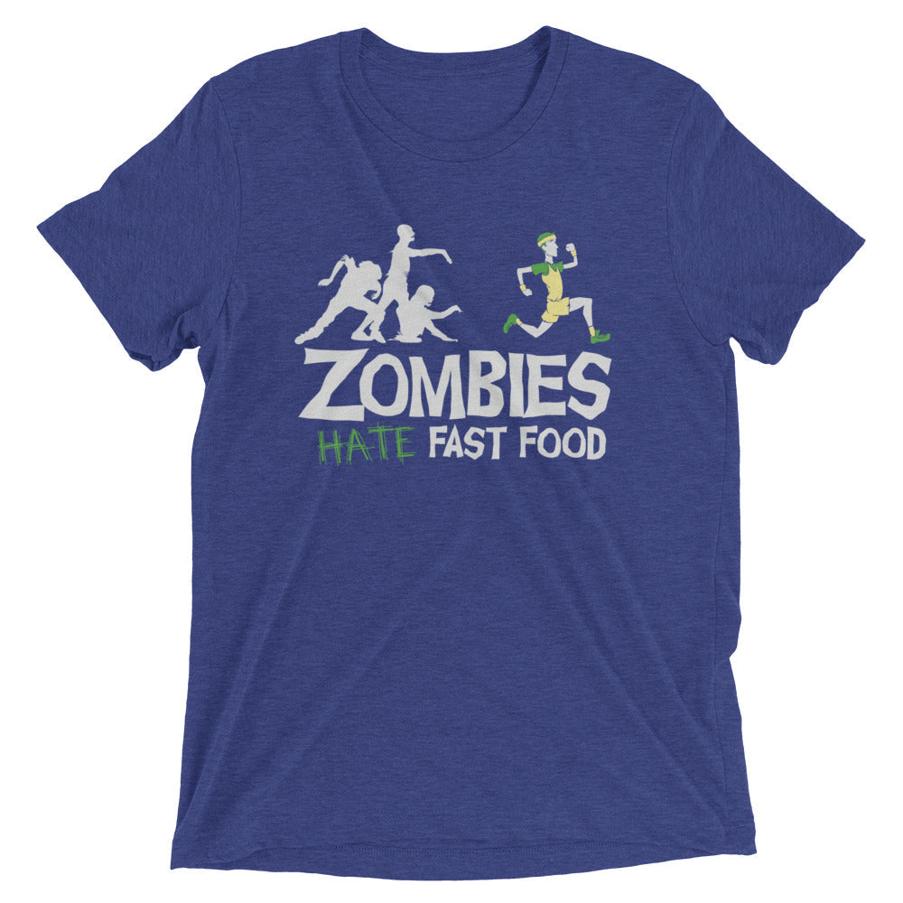 Zombies Hate Fast Food Men's Tri-Blend - Adult & Kids T-Shirts, Sweatshirts & Hoodies apparel design preview 1