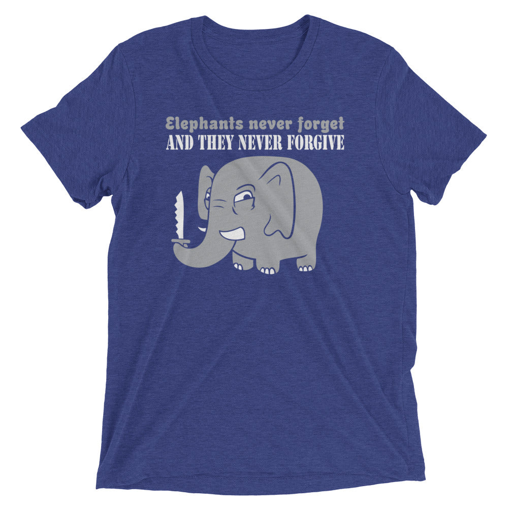 Elephants Never Forgive Men's Tri-Blend - Adult & Kids T-Shirts, Sweatshirts & Hoodies apparel design preview 1