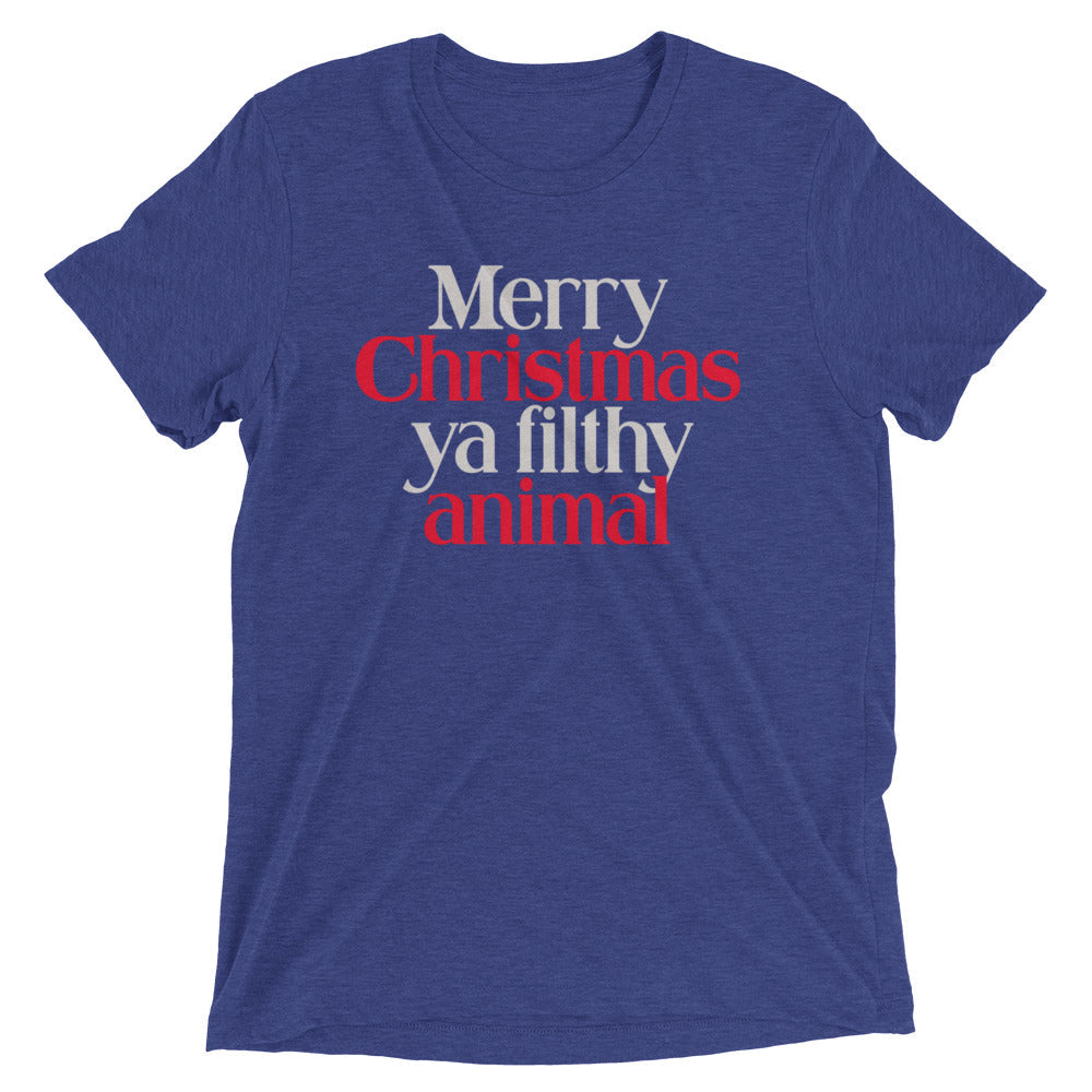 Merry Christmas Ya Filthy Animal Men's Tri-Blend - Adult & Kids T-Shirts, Sweatshirts & Hoodies apparel design preview 1