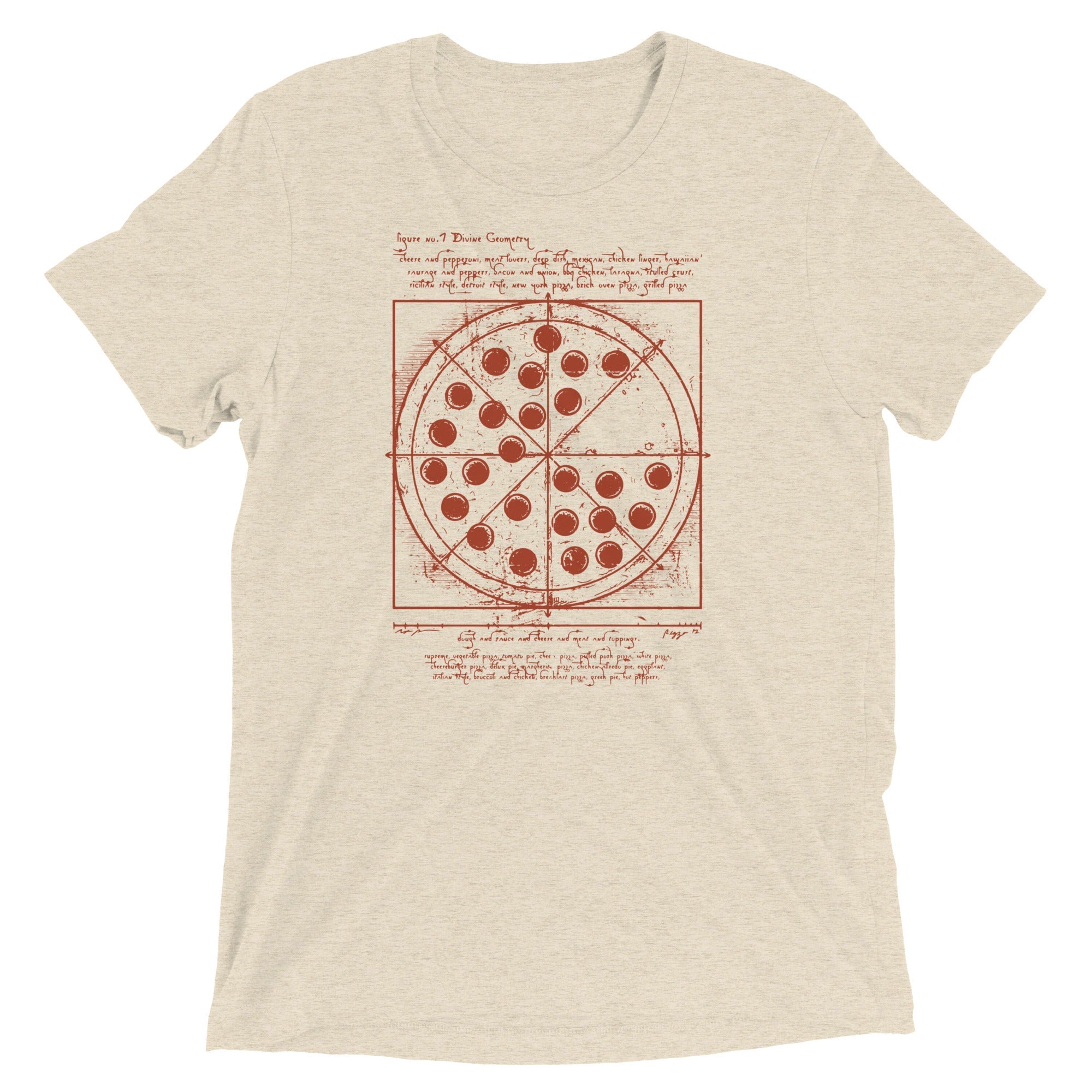 Vitruvian Pizza Men's Tri-Blend - Adult & Kids T-Shirts, Sweatshirts & Hoodies apparel design preview 1