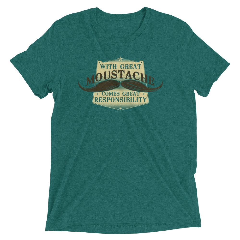 With Great Moustache Men's Tri-Blend - Adult & Kids T-Shirts, Sweatshirts & Hoodies apparel design preview 1