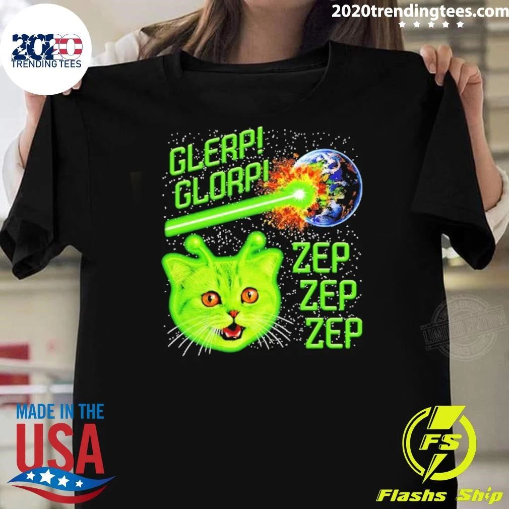 Glerp Glorp Zep Alien Cat Destroying Earth - Adult & Kids T-Shirts, Sweatshirts & Hoodies apparel design preview 1