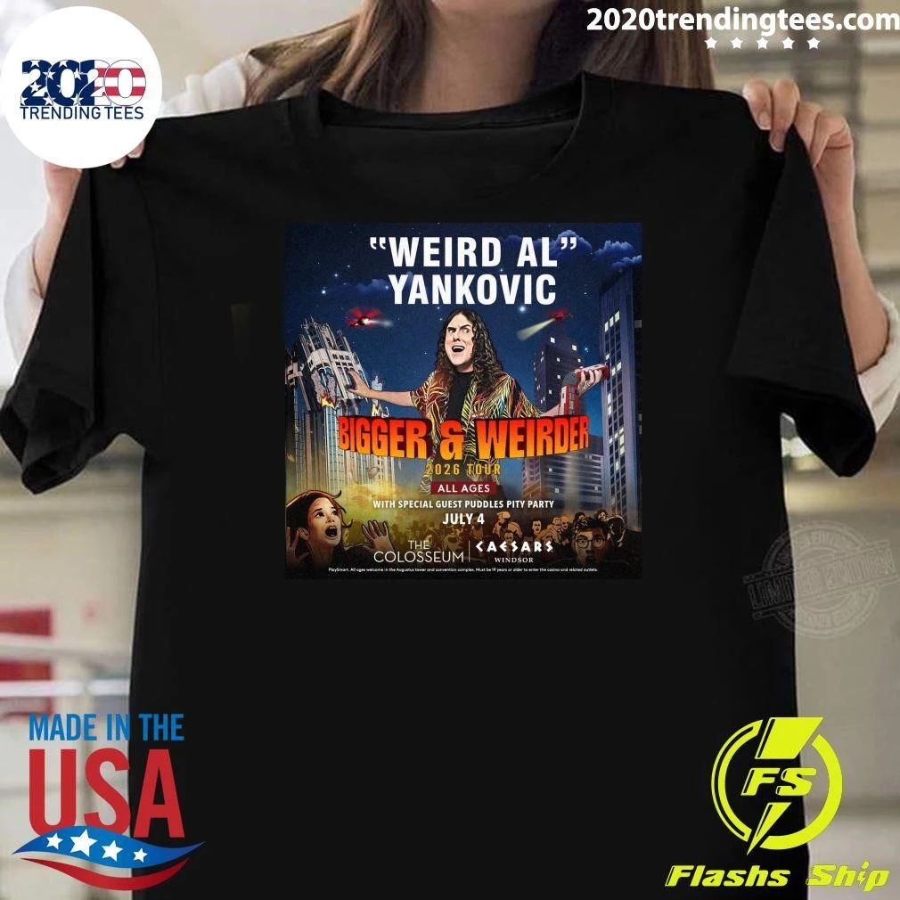 Weird Al Yankovic Bigger Weirder 2026 Tour All Ages - Adult & Kids T-Shirts, Sweatshirts & Hoodies apparel design preview 1