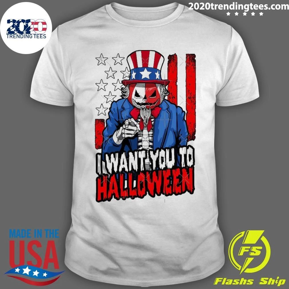 Patriotic Zombie Uncle Sam Pumpkin USA I Want You To - Adult & Kids T-Shirts, Sweatshirts & Hoodies apparel design preview 1