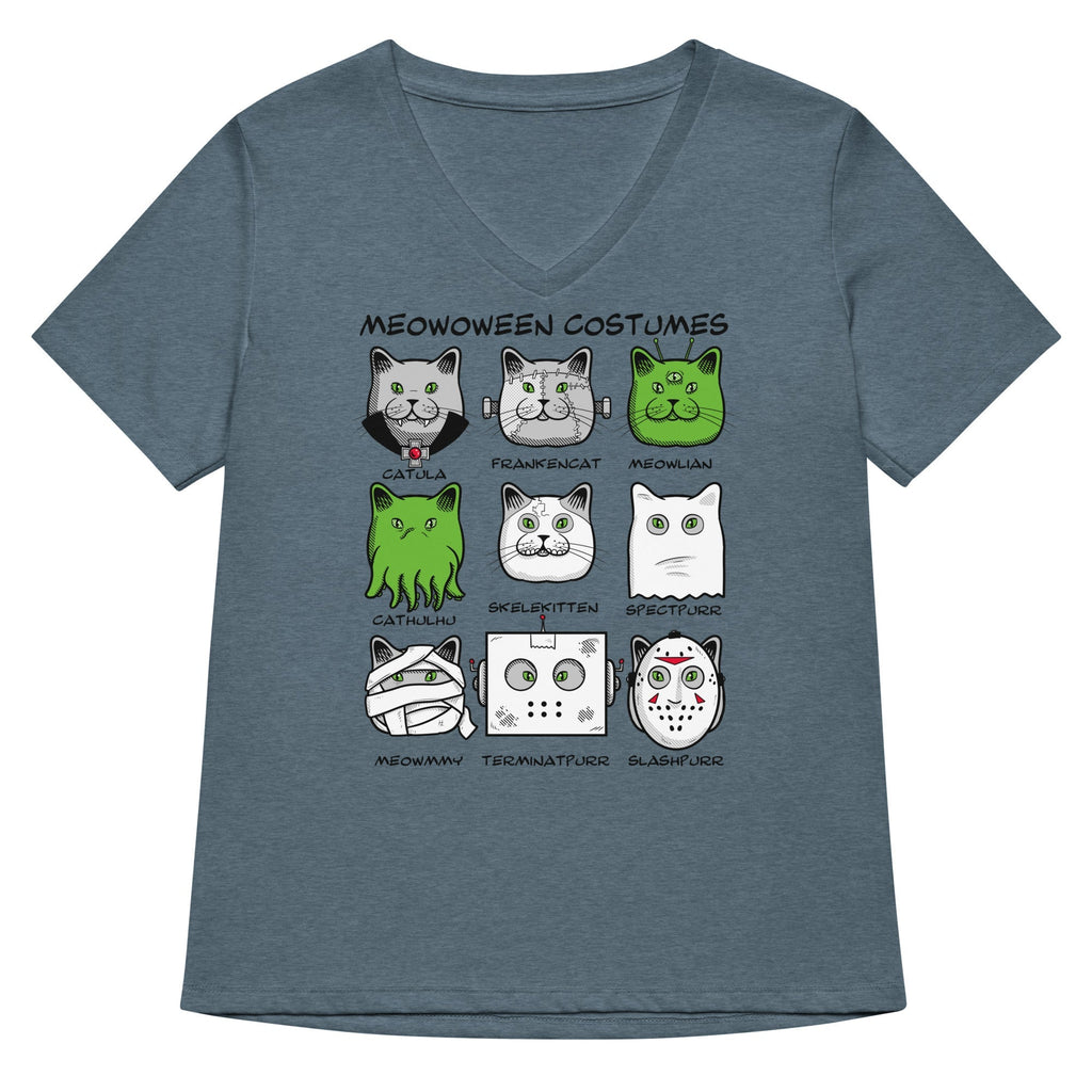 Meowoween Costumes Women's V-Neck - Adult & Kids T-Shirts, Sweatshirts & Hoodies apparel design preview 1