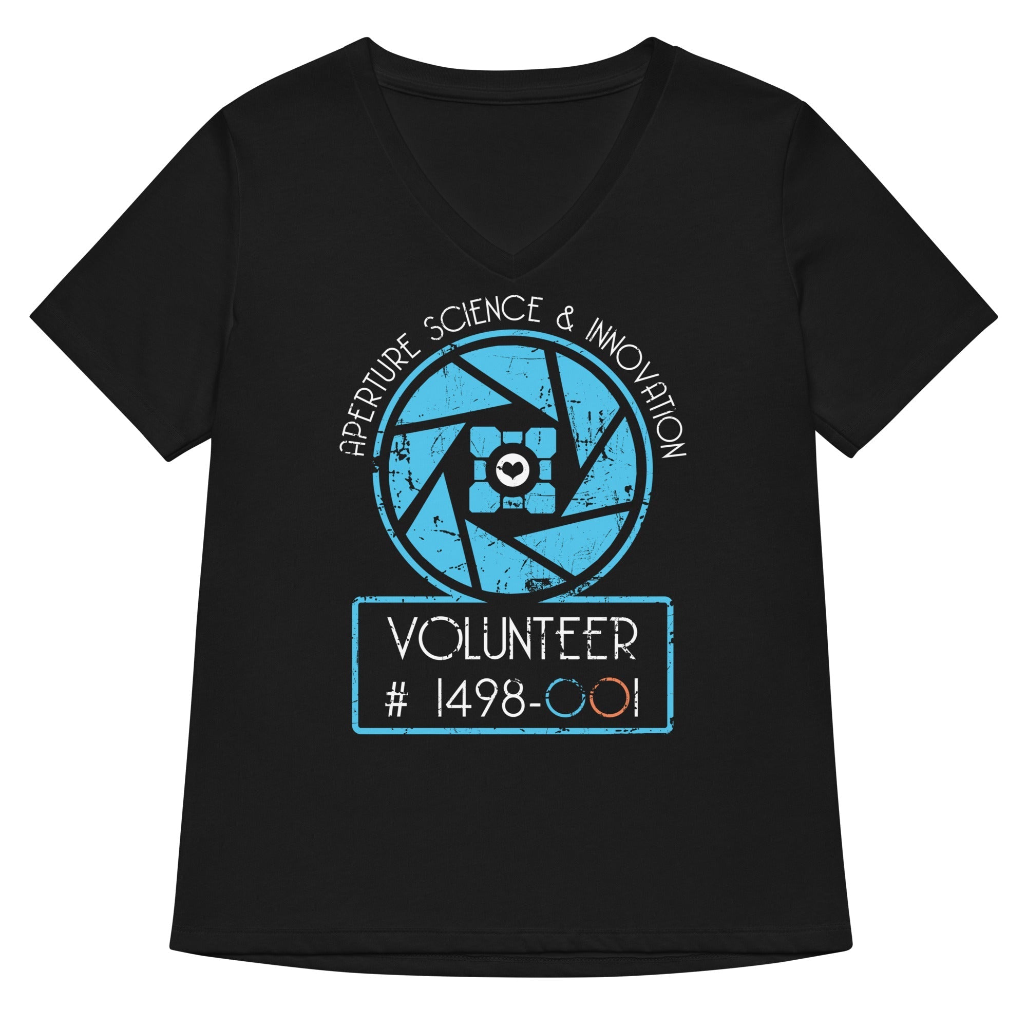 Aperture Science Volunteer Women's V-Neck - Adult & Kids T-Shirts, Sweatshirts & Hoodies apparel design preview 1