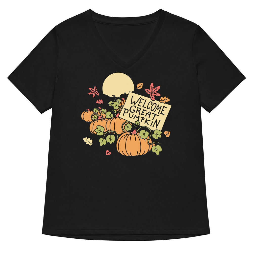 Welcome Great Pumpkin Women's V-Neck - Adult & Kids T-Shirts, Sweatshirts & Hoodies apparel design preview 1