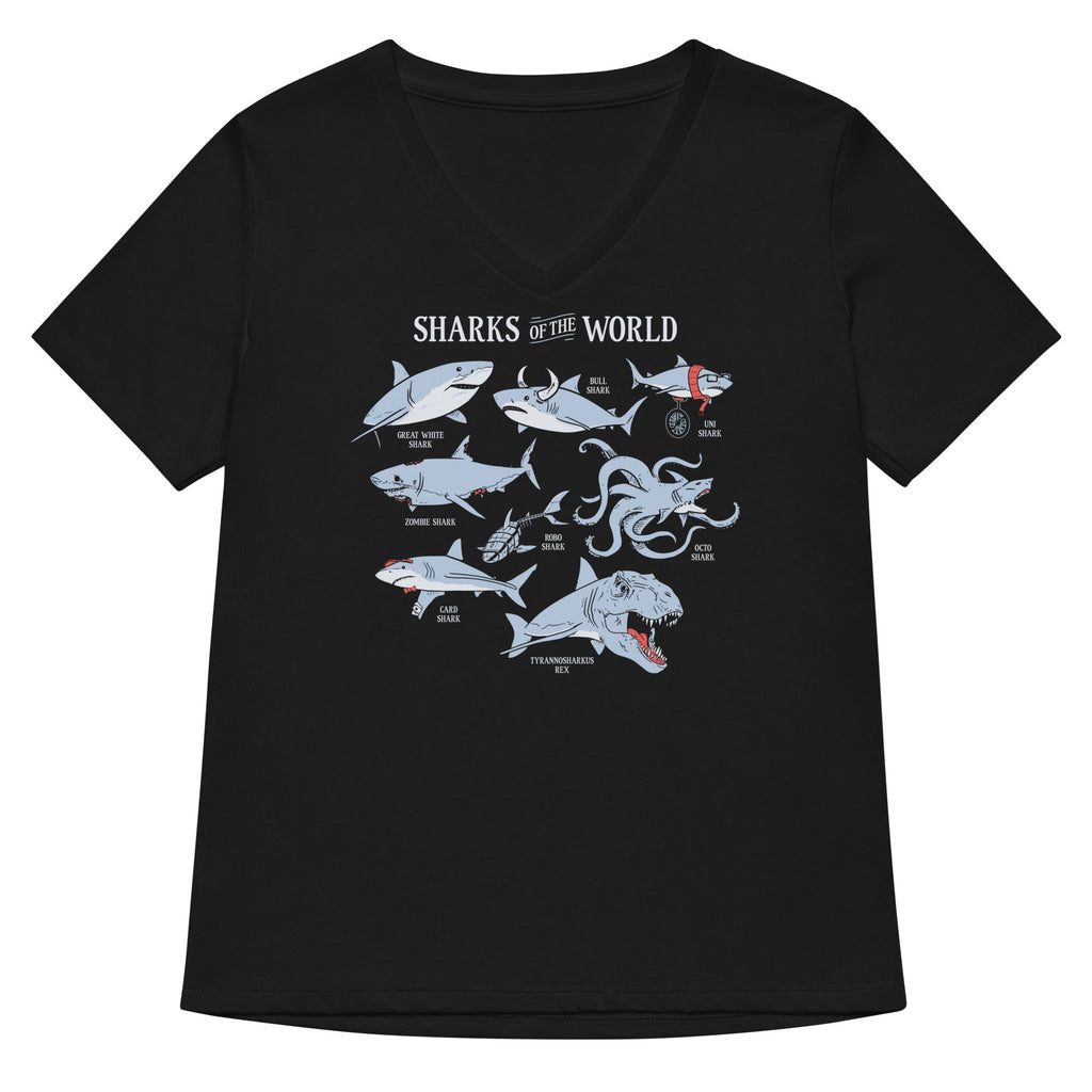 Sharks Of The World Women's V-Neck - Adult & Kids T-Shirts, Sweatshirts & Hoodies apparel design preview 1