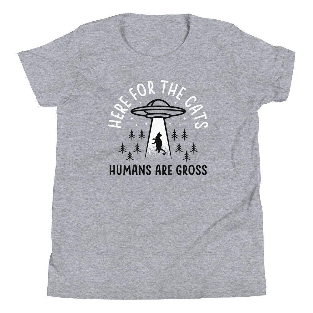 Here For The Cats, Humans Are Gross Kid's - Adult & Kids T-Shirts, Sweatshirts & Hoodies apparel design preview 1