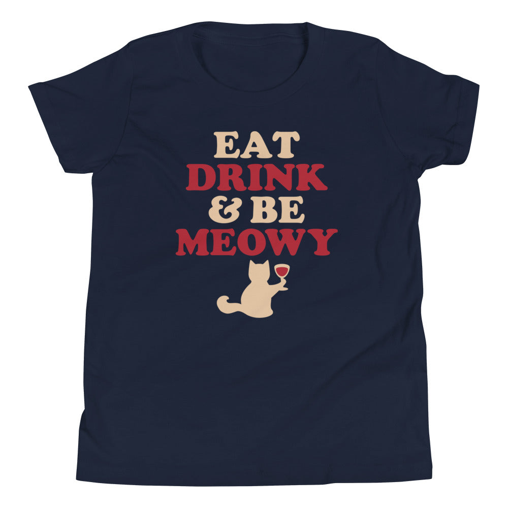 Eat Drink Be Meowy Kid's - Adult & Kids T-Shirts, Sweatshirts & Hoodies apparel design preview 1