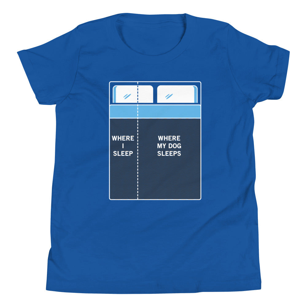 Where I Sleep, My Dog Sleeps Kid's - Adult & Kids T-Shirts, Sweatshirts & Hoodies apparel design preview 1